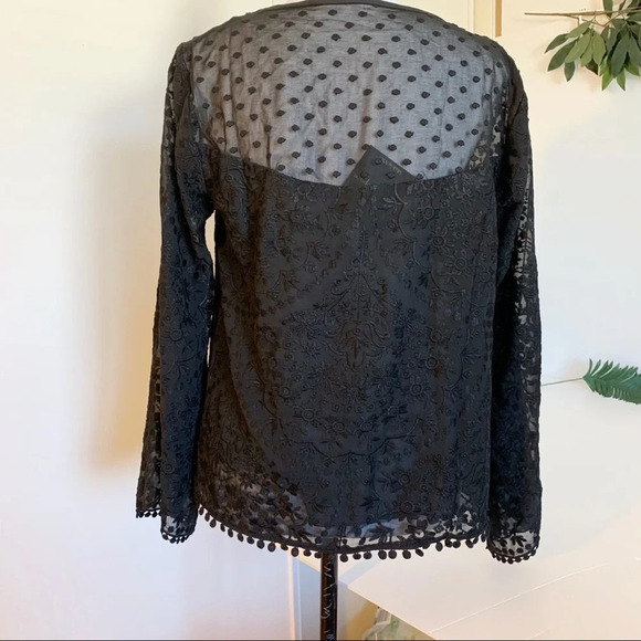 Nanette Lepore Womens Black Balance Lace Blouse Small - Picture 4 of 9